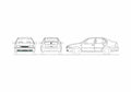 Blueprint Volkswagen Bora Typ 1J) Sedan 2001 A4 Photo Print