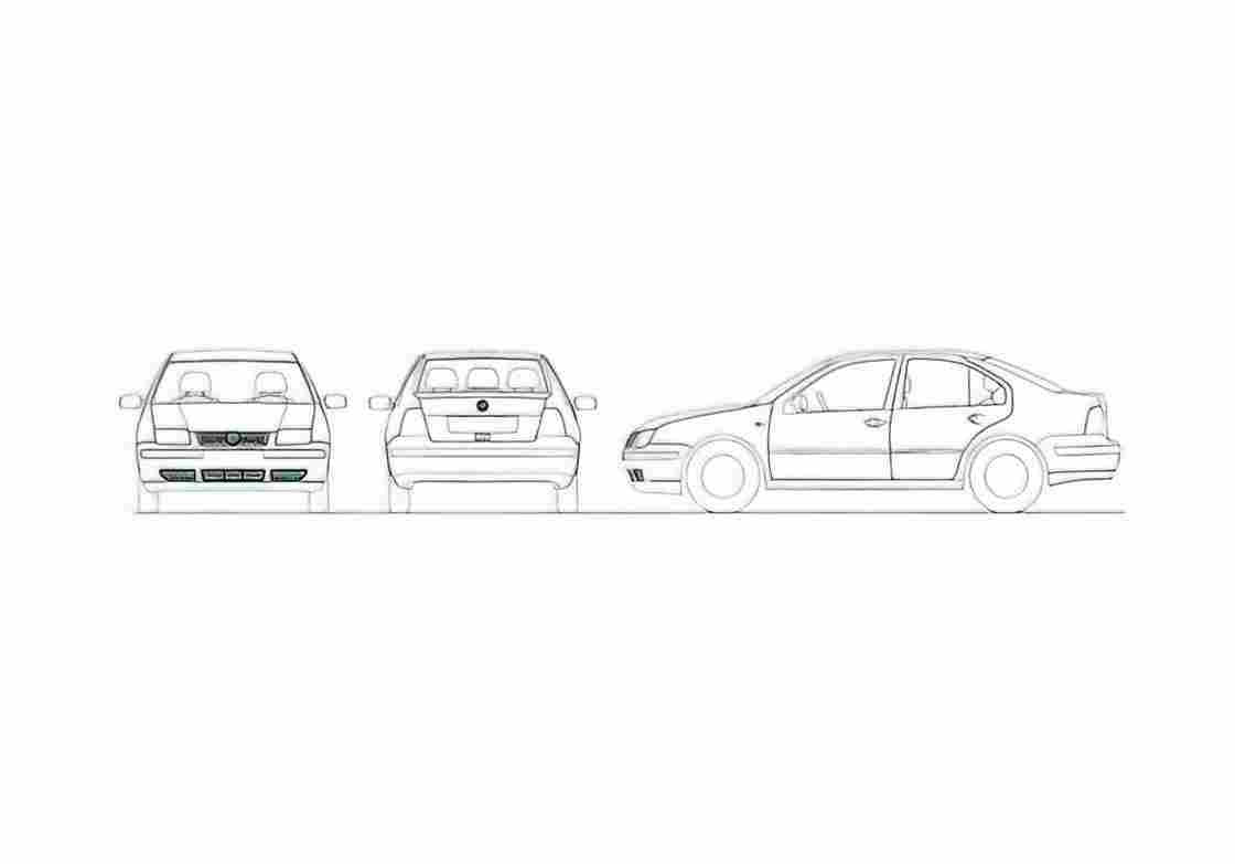 Blueprint Volkswagen Bora Typ 1J) Sedan 2001 A4 Photo Print