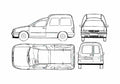 Blueprint Volkswagen Caddy II Typ 9K) Wagon 1996 A4 Photo Print