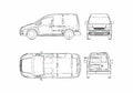 Blueprint Volkswagen Caddy Van 2004 A4 Photo Print