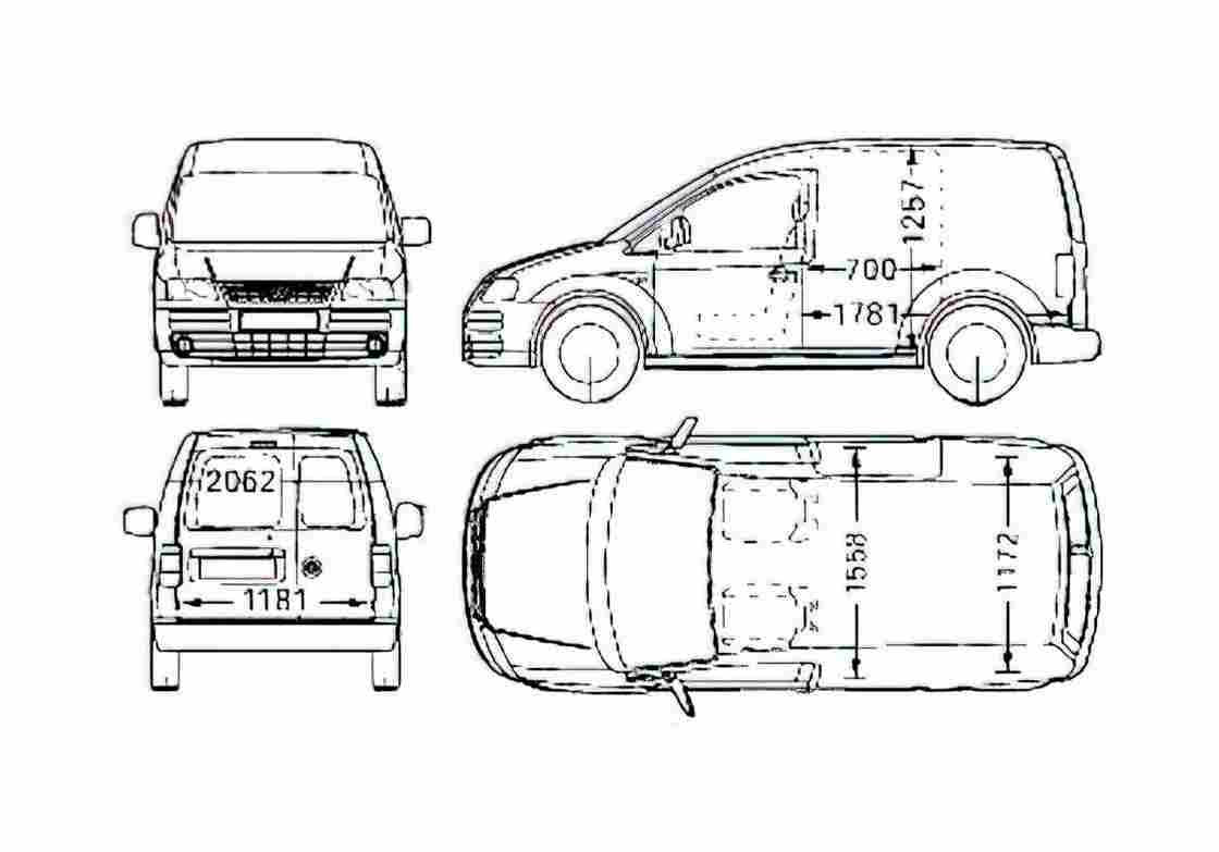 Blueprint Volkswagen Caddy Van 2006 A4 Photo Print