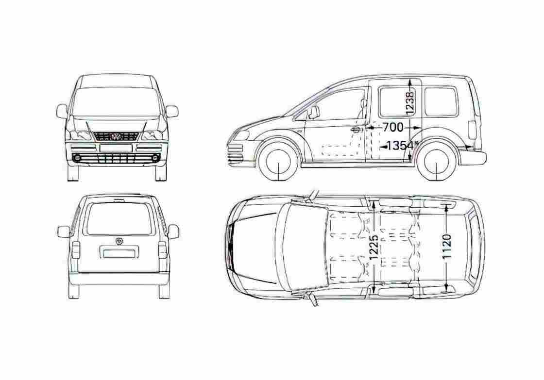 Blueprint Volkswagen Caddy Wagon 2006 A4 Photo Print