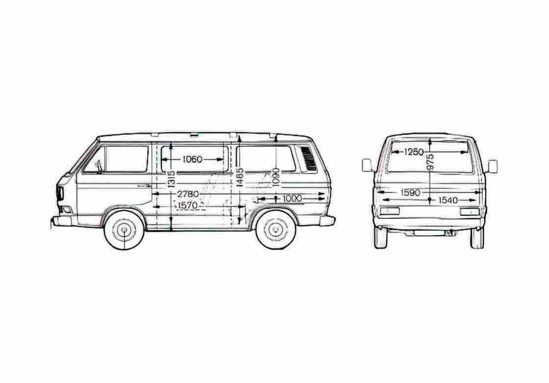 Blueprint Volkswagen Caravelle C Van 2002 A4 Photo Print