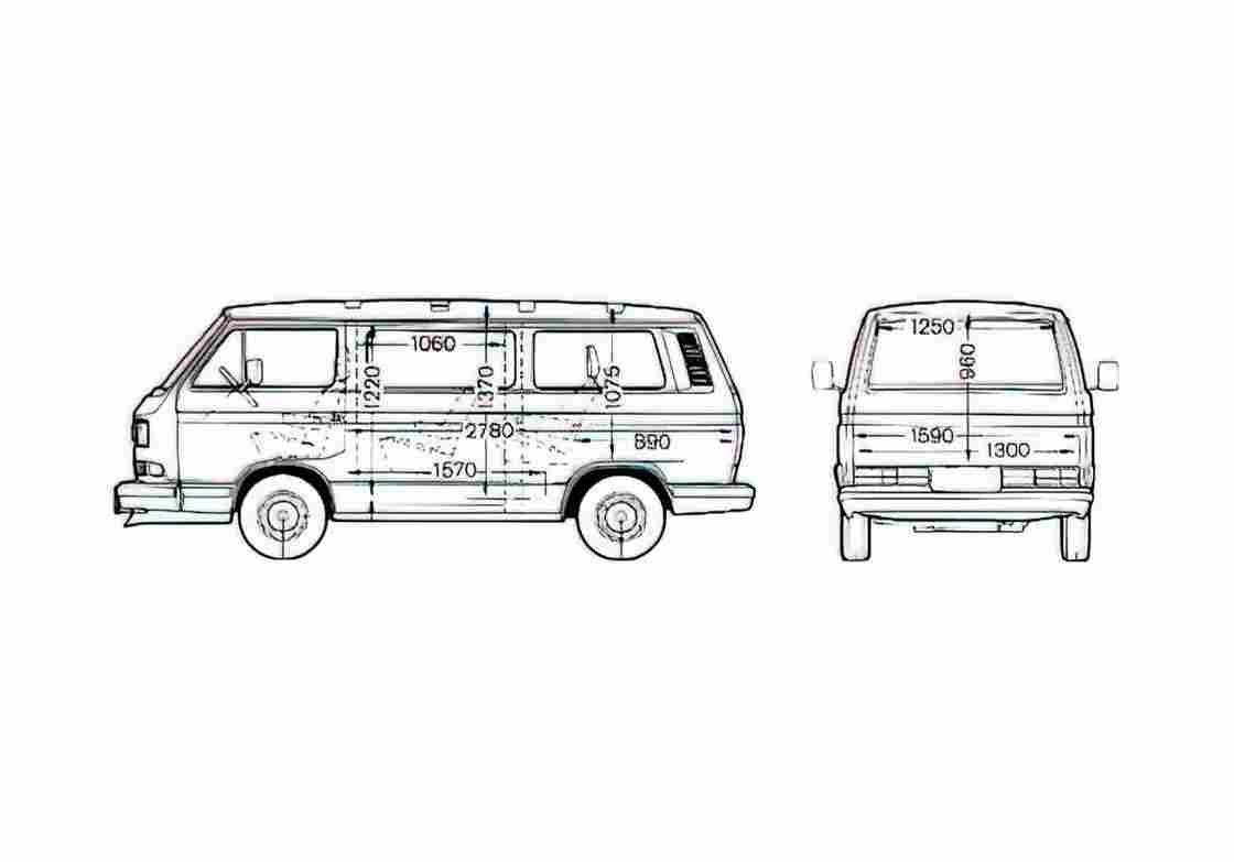 Blueprint Volkswagen Caravelle Carat Minivan 1991 A4 Photo Print