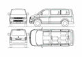 Blueprint Volkswagen Caravelle Minivan 2010 A4 Photo Print