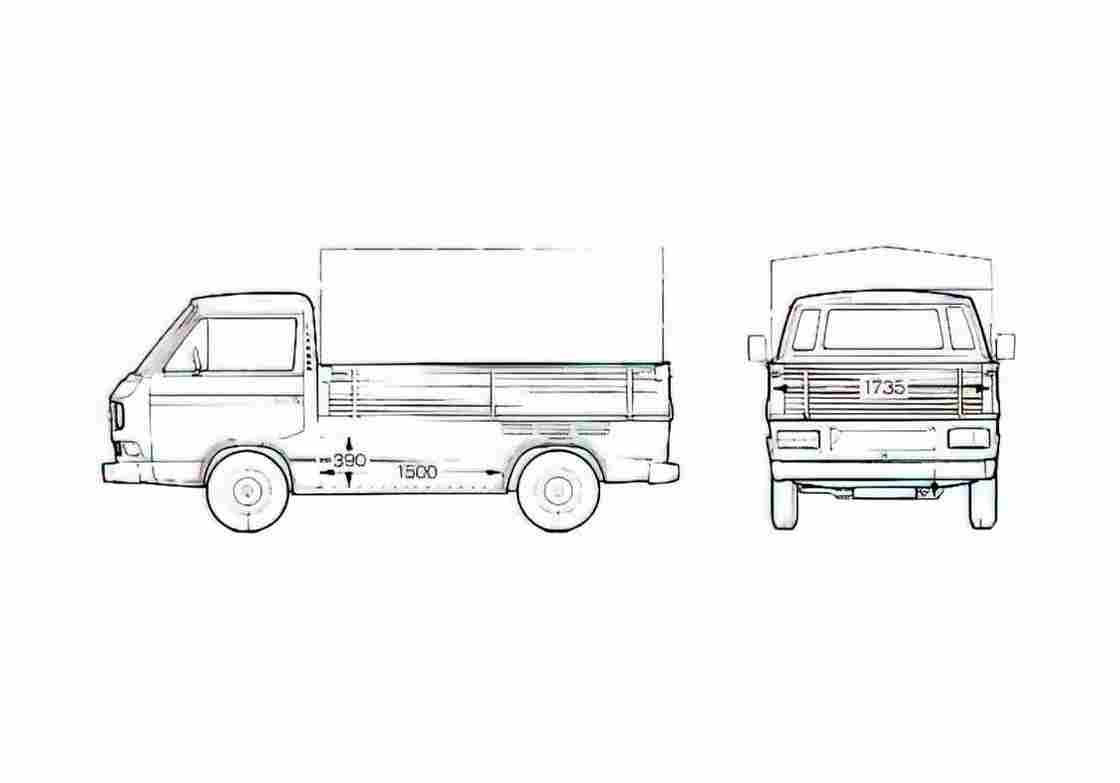 Blueprint Volkswagen Caravelle Pick up 2001 A4 Photo Print