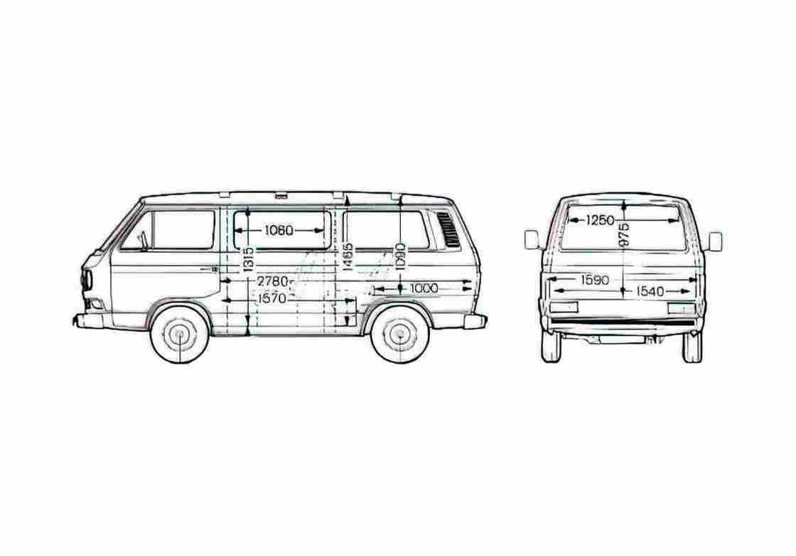 Blueprint Volkswagen Caravelle Syncro Minivan 1989 A4 Photo Print