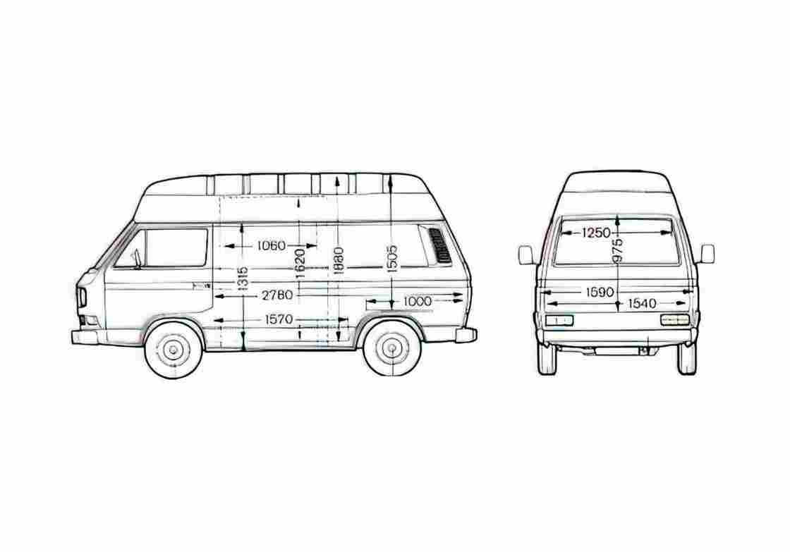 Blueprint Volkswagen Caravelle Van 1995 A4 Photo Print