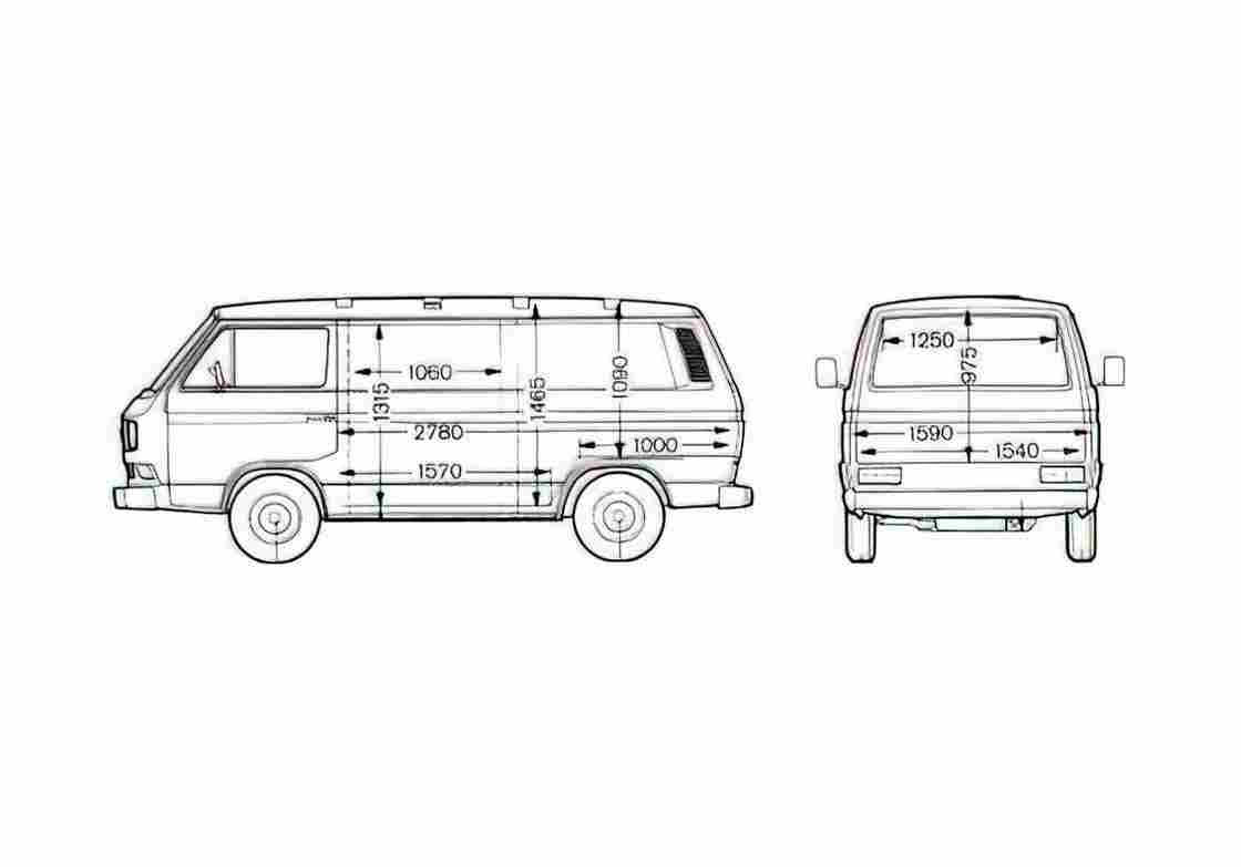 Blueprint Volkswagen Caravelle Van 1996 A4 Photo Print