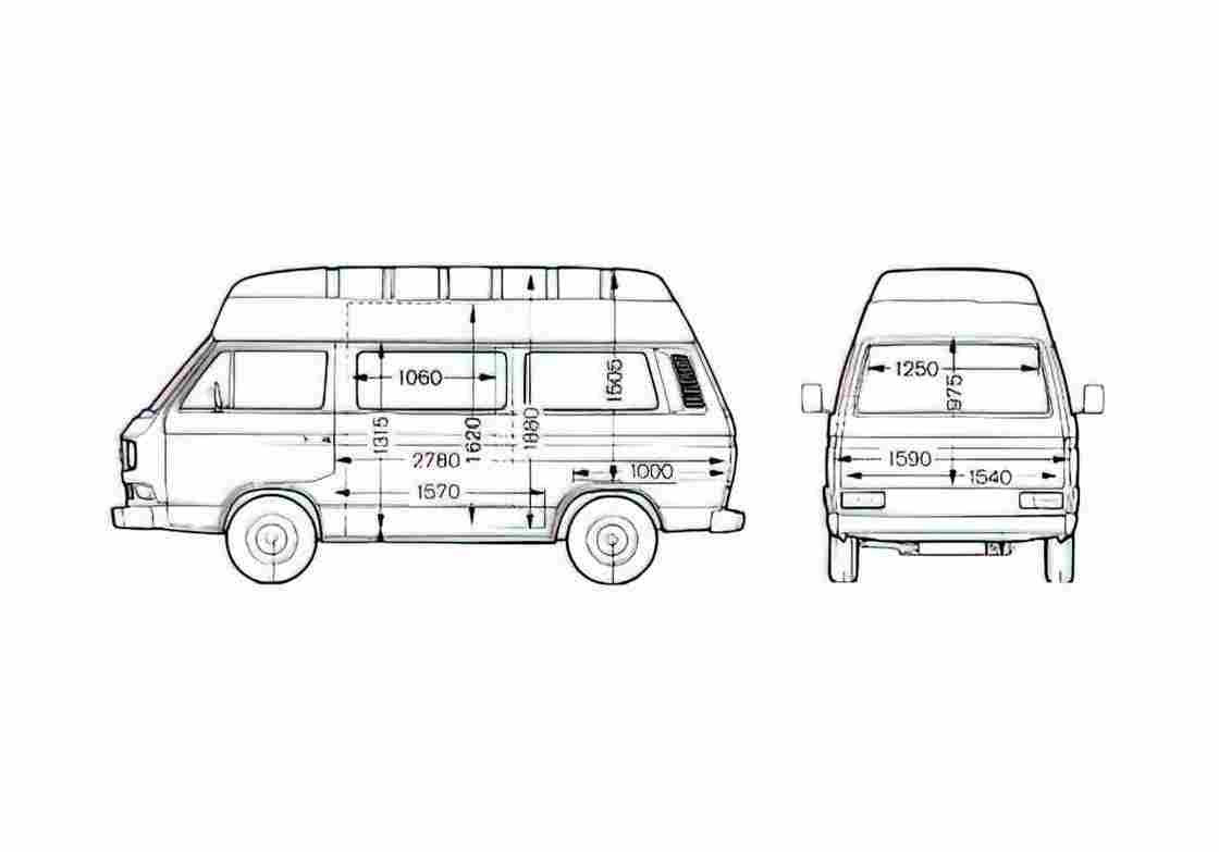 Blueprint Volkswagen Caravelle Van 2002 A4 Photo Print