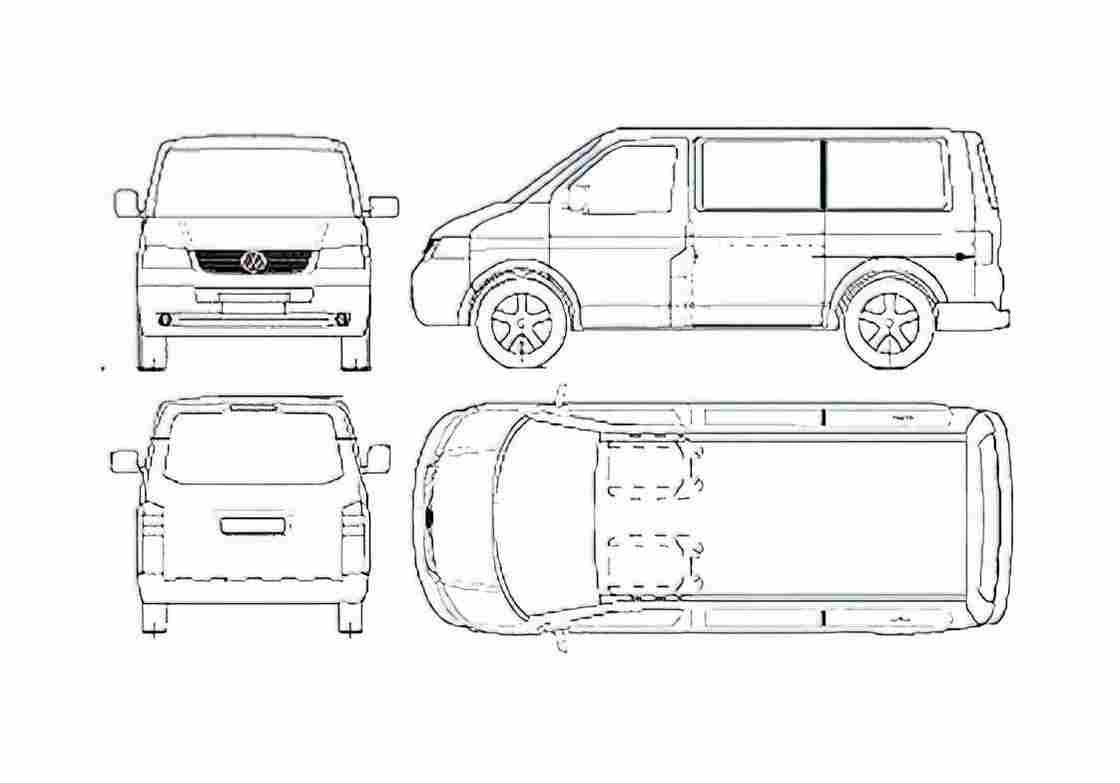 Blueprint Volkswagen Caravelle Van 2006 A4 Photo Print