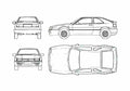 Blueprint Volkswagen Corrado Coupe 1988 A4 Photo Print