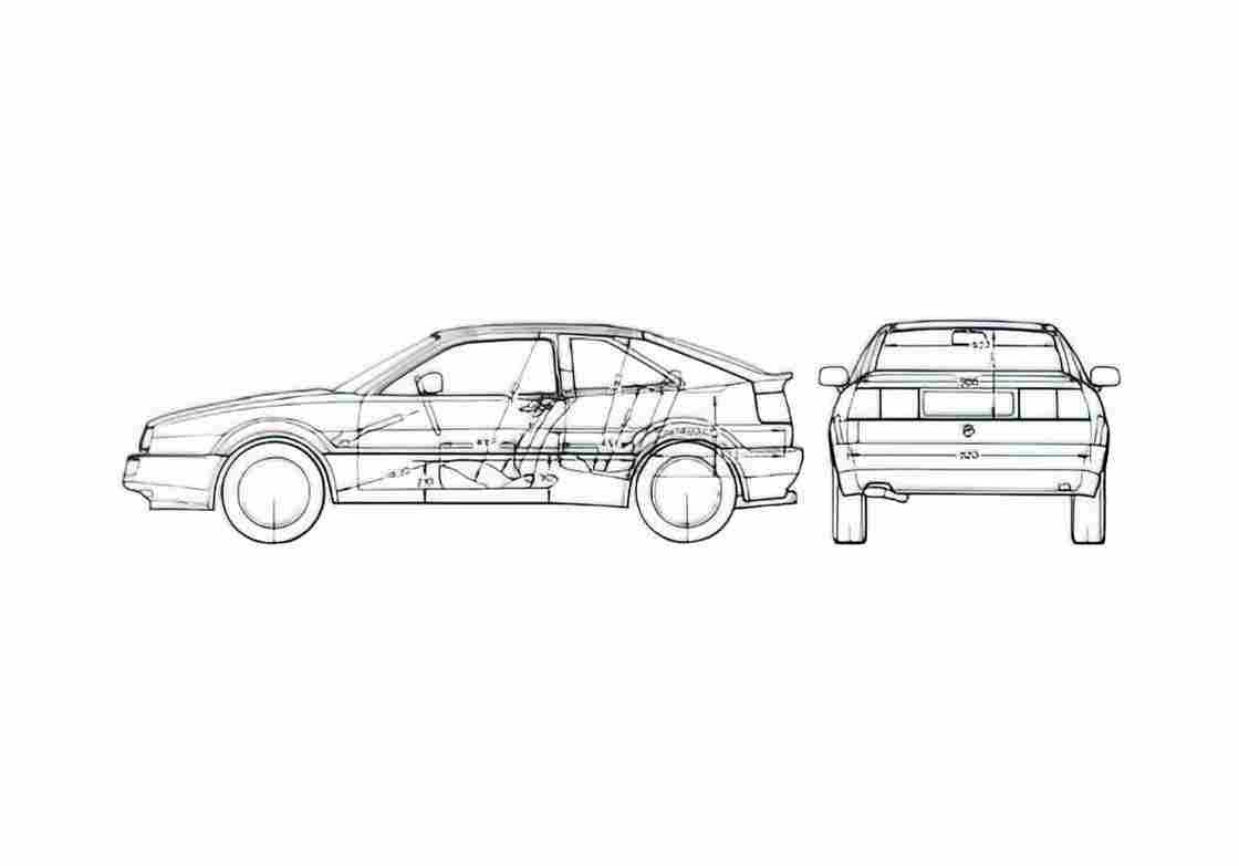 Blueprint Volkswagen Corrado Hatchback 1992 A4 Photo Print