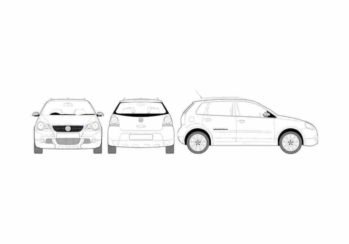 Blueprint Volkswagen CrossPolo Hatchback 2008 A4 Photo Print