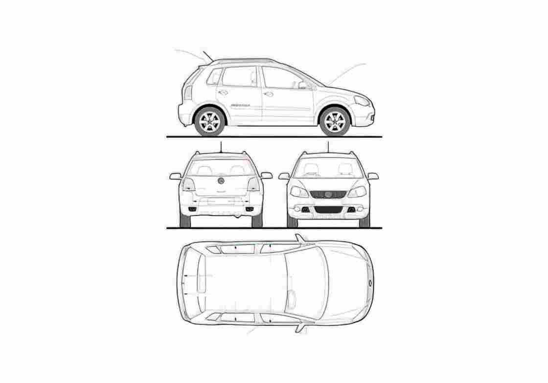 Blueprint Volkswagen CrossPolo Wagon 2008 A4 Photo Print