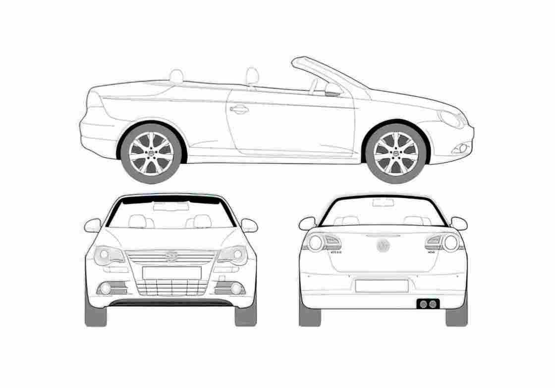 Blueprint Volkswagen Eos Cabriolet 2008 A4 Photo Print