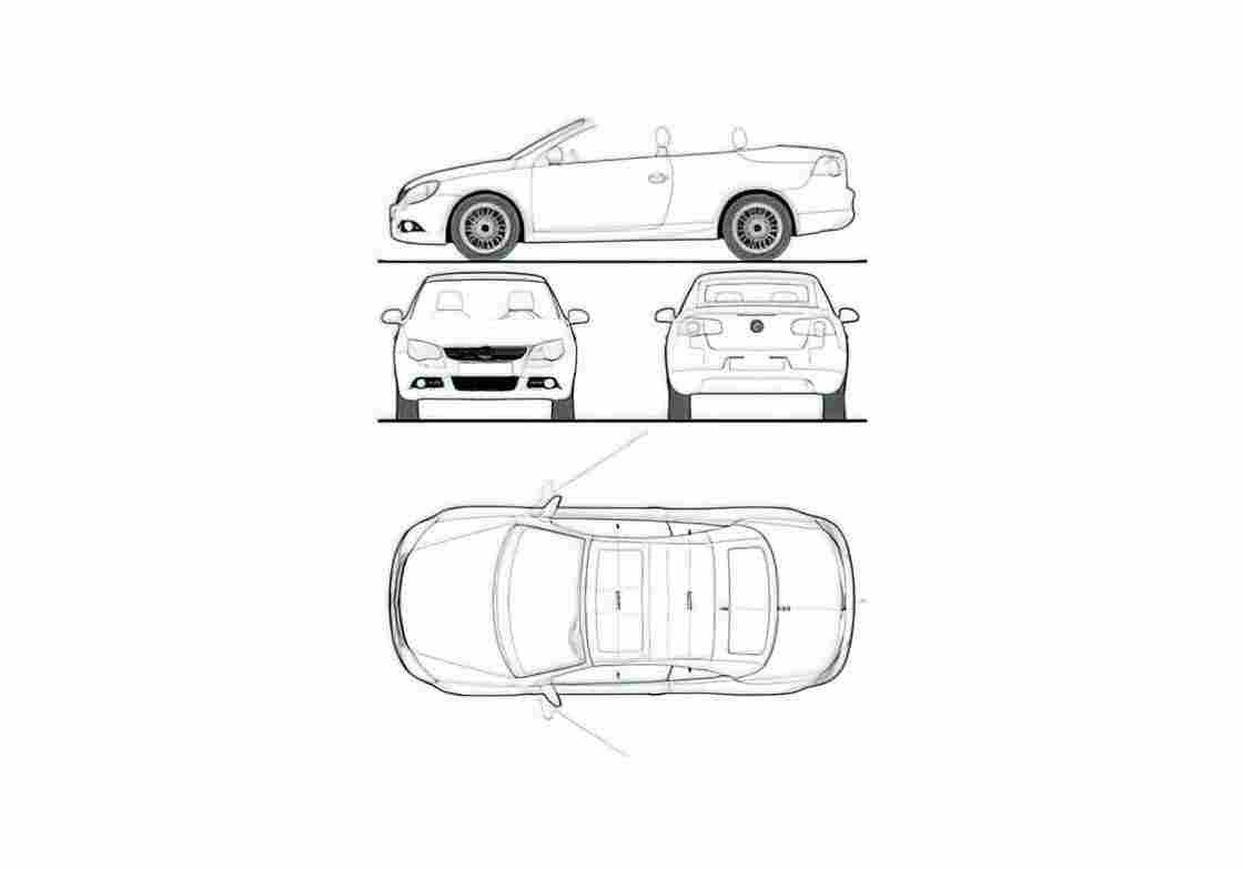 Blueprint Volkswagen Eos Cabriolet 2009 A4 Photo Print