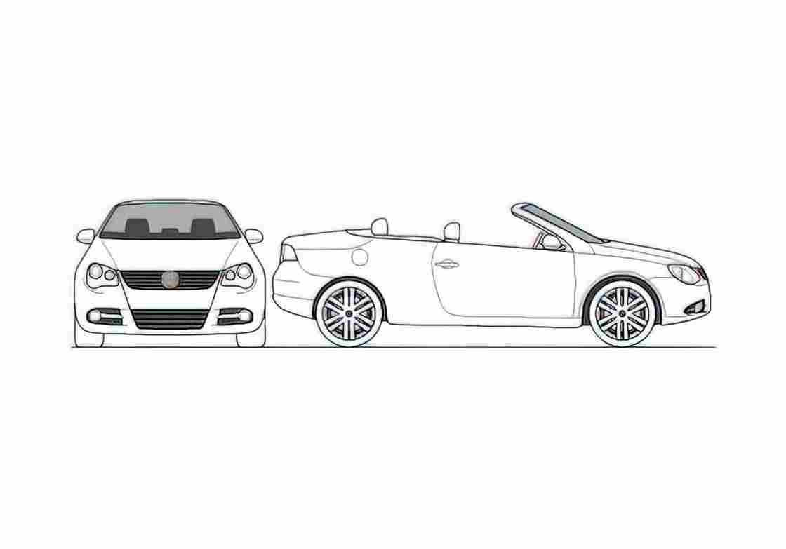 Blueprint Volkswagen Eos Cabriolet 2010 A4 Photo Print