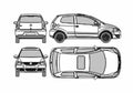 Blueprint Volkswagen Fox Hatchback 2005 A4 Photo Print