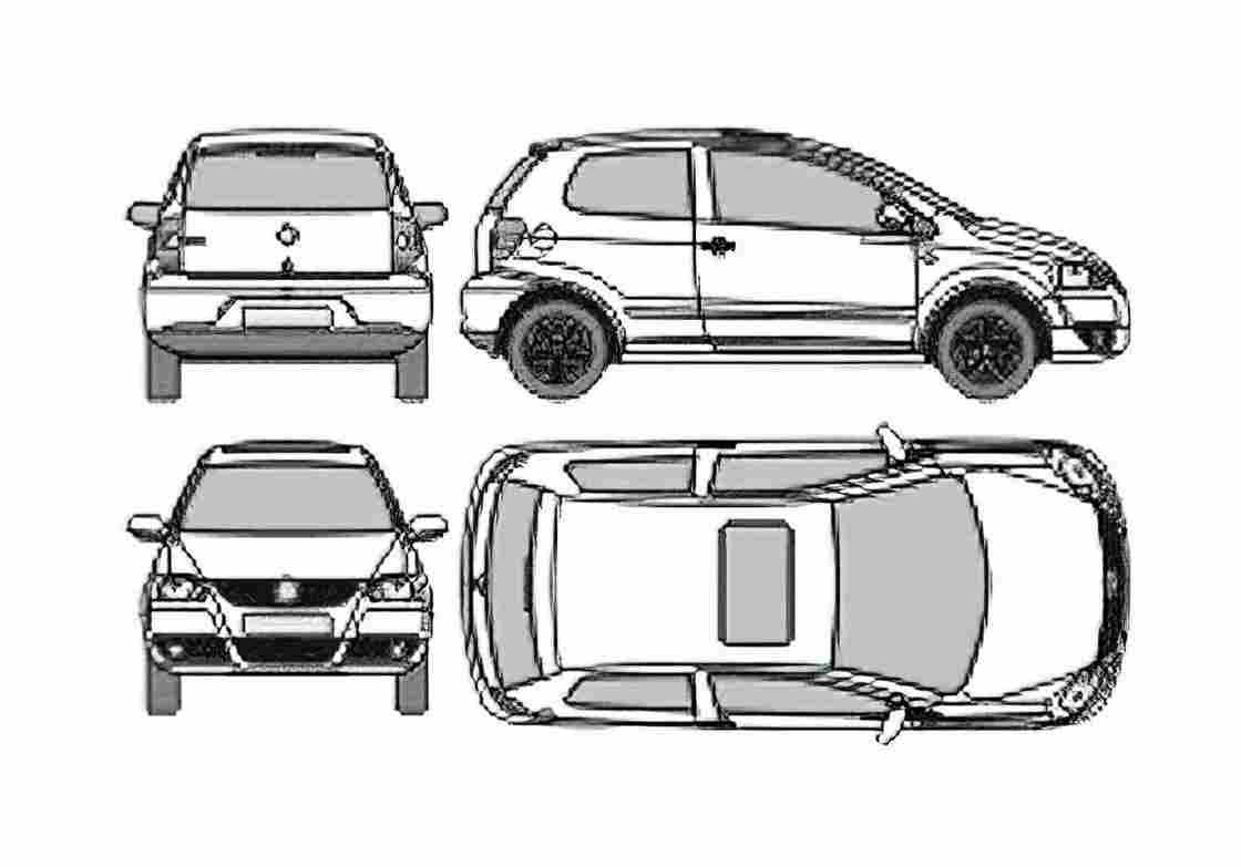 Blueprint Volkswagen Fox Hatchback 2005 A4 Photo Print