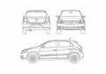 Blueprint Volkswagen Gol G5 Hatchback 2009 A4 Photo Print