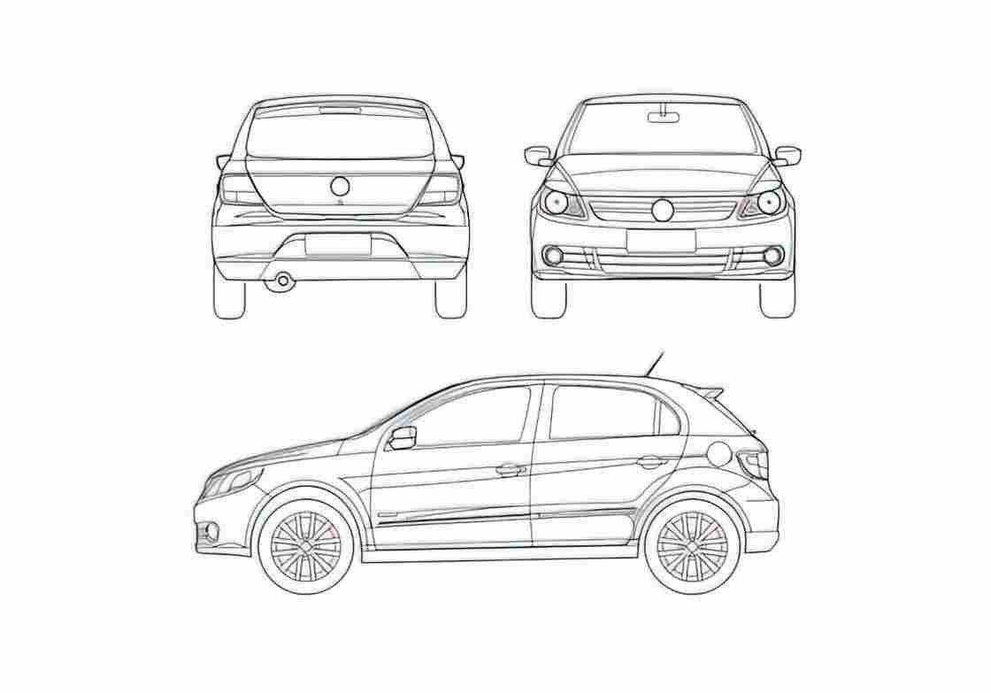Blueprint Volkswagen Gol G5 Hatchback 2009 A4 Photo Print