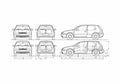 Blueprint Volkswagen Golf 2 door Hatchback 2000 A4 Photo Print