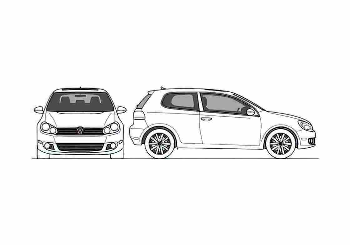 Blueprint Volkswagen Golf 3 door Hatchback 2010 A4 Photo Print