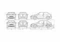 Blueprint Volkswagen Golf Cabriolet 1999 A4 Photo Print