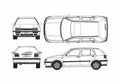 Blueprint Volkswagen Golf GL Mk III 5 door Hatchback 1992 A4 Photo Print
