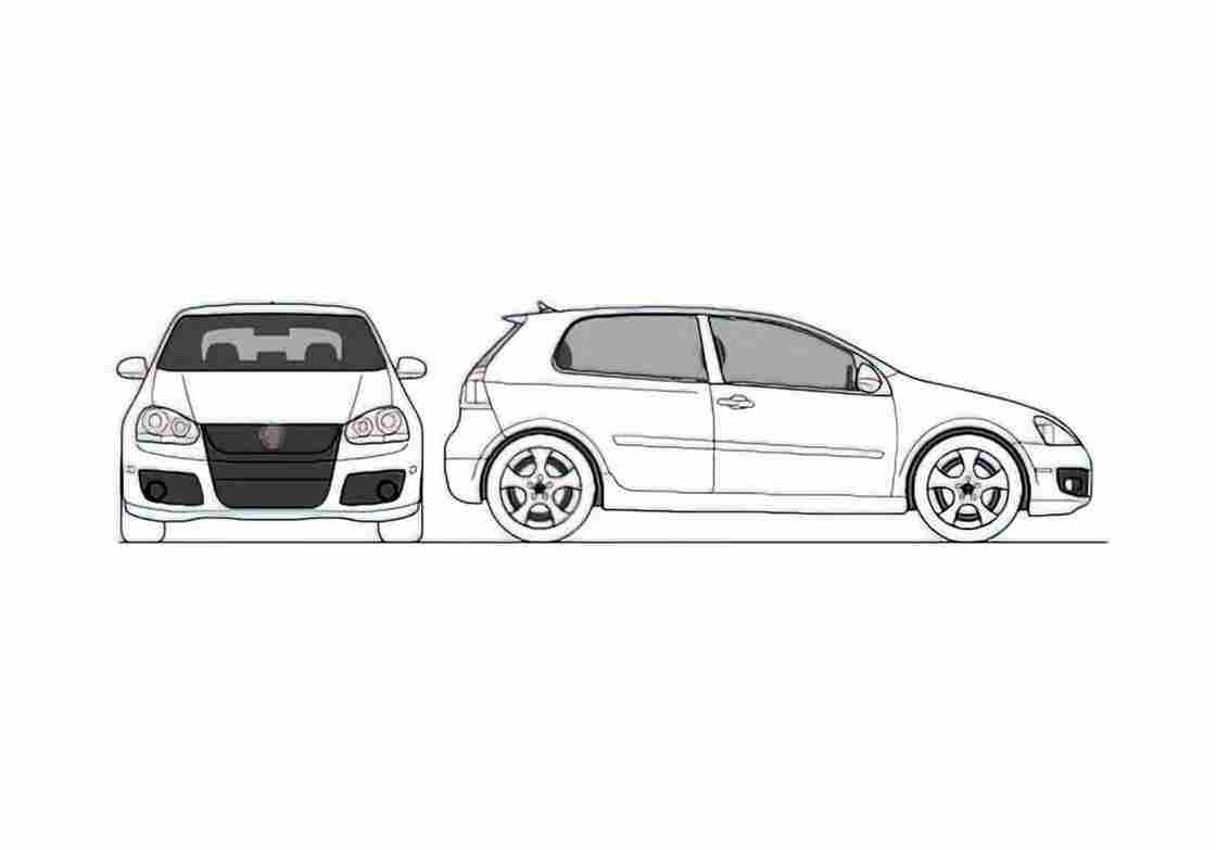 Blueprint Volkswagen Golf GTI 3 door Hatchback 2010 A4 Photo Print