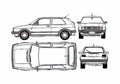 Blueprint Volkswagen Golf GTI Hatchback 1988 A4 Photo Print