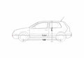 Blueprint Volkswagen Golf Hatchback 2002 A4 Photo Print