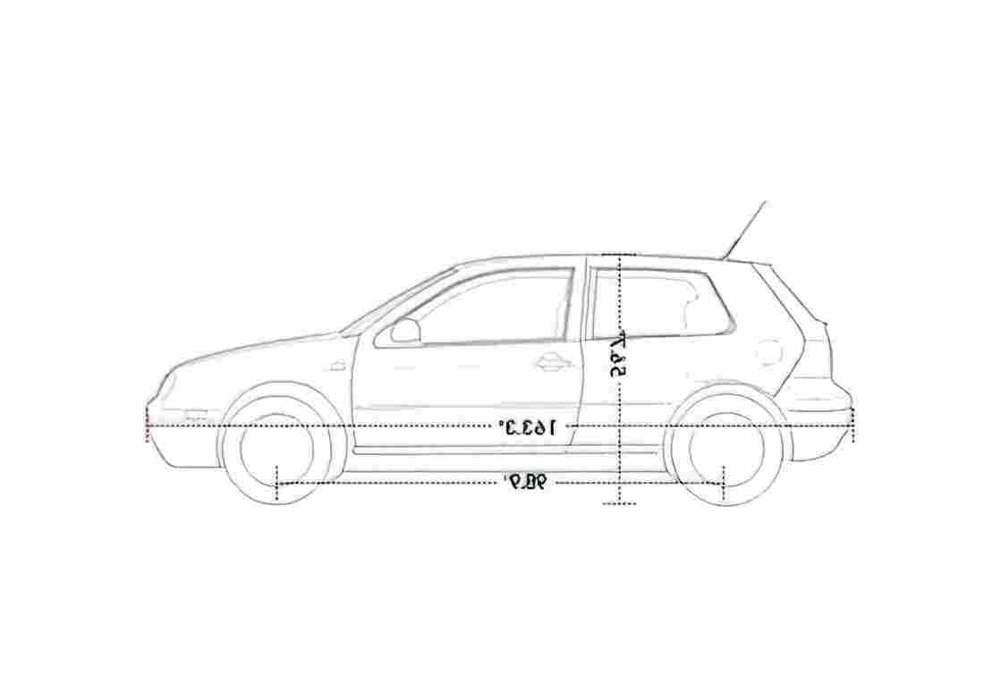 Blueprint Volkswagen Golf Hatchback 2002 A4 Photo Print
