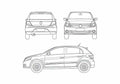Blueprint Volkswagen Golf Hatchback 2009 A4 Photo Print