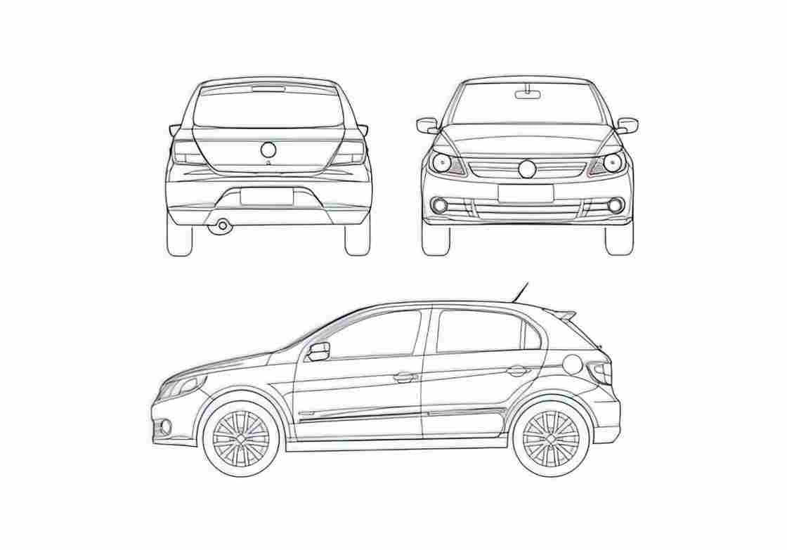 Blueprint Volkswagen Golf Hatchback 2009 A4 Photo Print