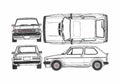 Blueprint Volkswagen Golf I GTI Hatchback 1976 A4 Photo Print