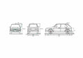 Blueprint Volkswagen Golf I Hatchback 1988 A4 Photo Print