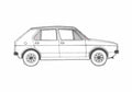 Blueprint Volkswagen Golf I Sedan 2001 A4 Photo Print
