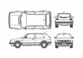 Blueprint Volkswagen Golf II Hatchback 1983 A4 Photo Print