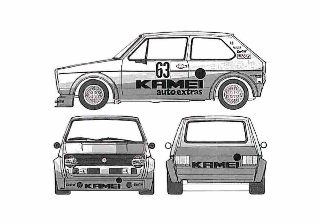 Blueprint Volkswagen Golf MK I 3 door Hatchback 1988 A4 Photo Print