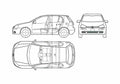 Blueprint Volkswagen Golf MK V 5 door Hatchback 2005 A4 Photo Print