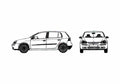 Blueprint Volkswagen Golf MKV 5 door Hatchback 2005 A4 Photo Print