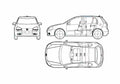 Blueprint Volkswagen Golf MKV GTI 5 door Hatchback 2005 A4 Photo Print