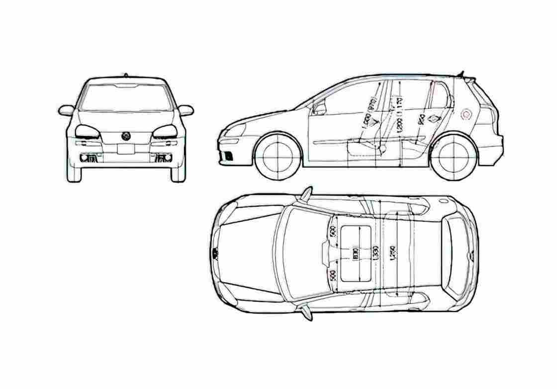 Blueprint Volkswagen Golf MKV GTI 5 door Hatchback 2005 A4 Photo Print