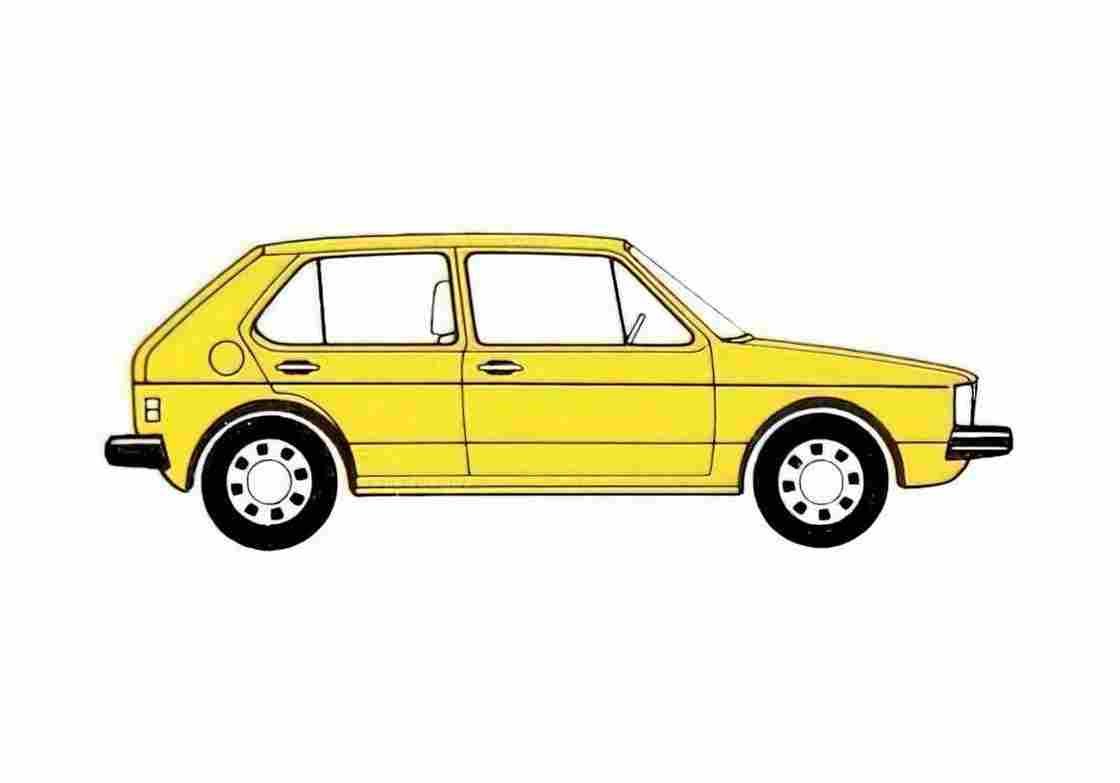 Blueprint Volkswagen Golf Mk I Hatchback 1981 A4 Photo Print
