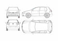 Blueprint Volkswagen Golf Mk V Hatchback 2004 A4 Photo Print