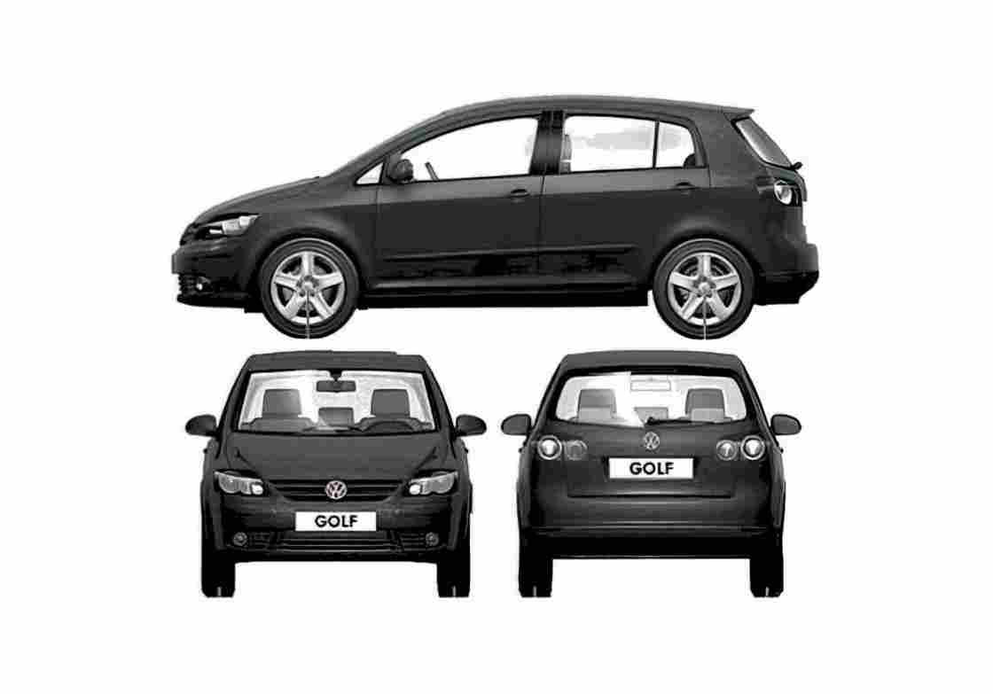 Blueprint Volkswagen Golf Plus Hatchback 2005 A4 Photo Print