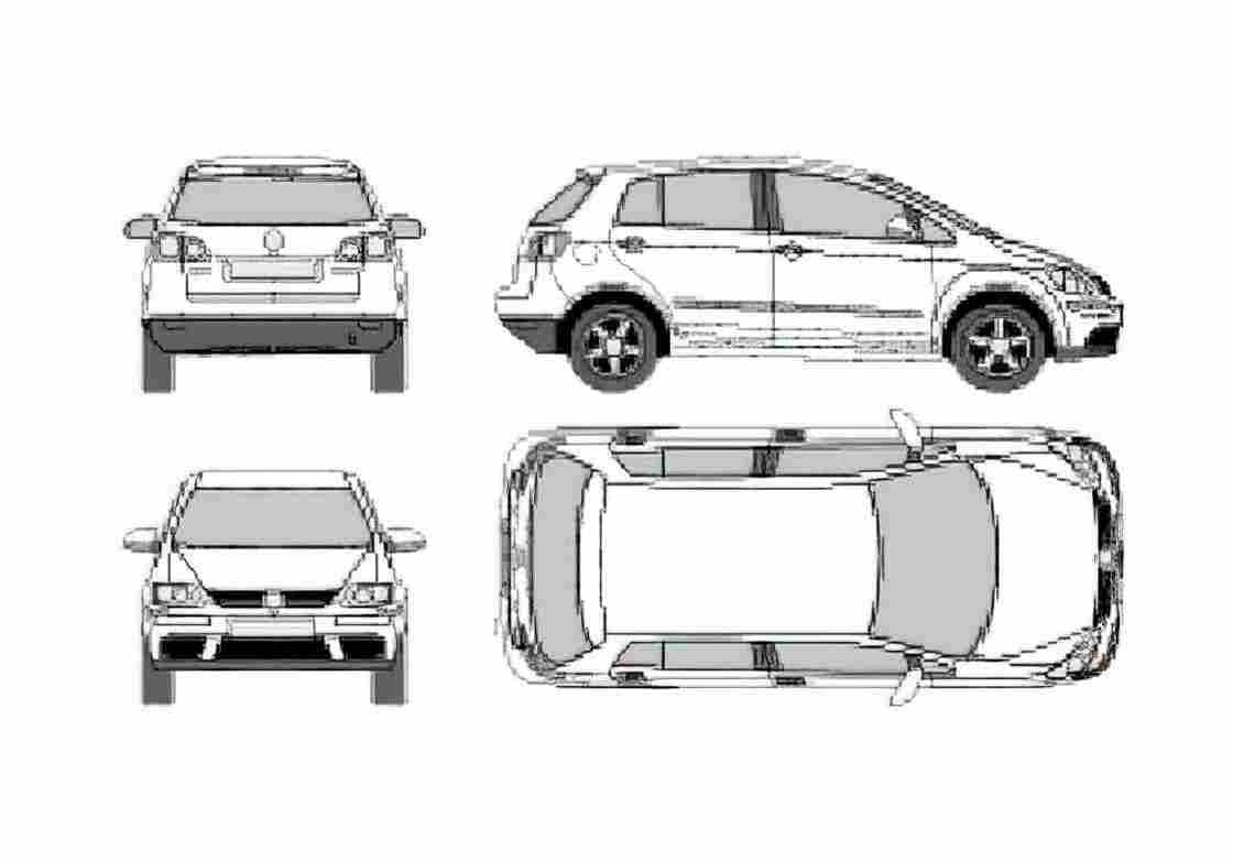 Blueprint Volkswagen Golf Plus Minivan 2007 A4 Photo Print