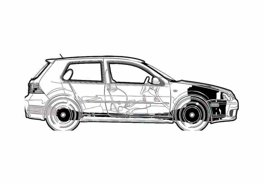 Blueprint Volkswagen Golf R32 Hatchback 2004 A4 Photo Print